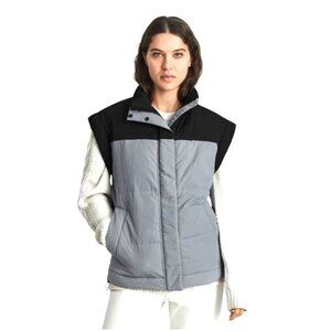 Everlane Women's Nyle Quilted Puffer Vest, Size Small, Black & Gray‎ Colorblock